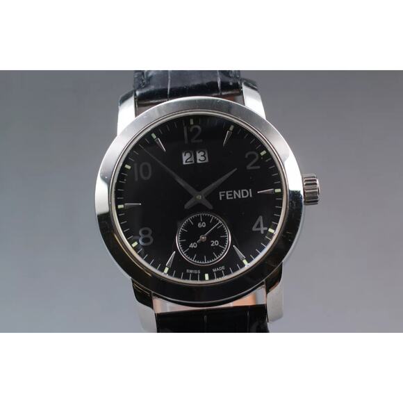 Fendi Watch 2100G DayDate 35mm Swiss Made Quartz W/ Black Leather Band & Battery - Picture 11 of 11
